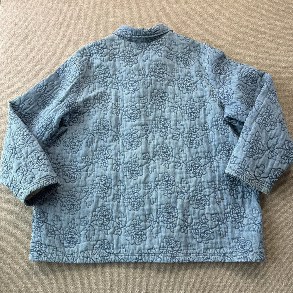 Coldwater Creek Soft Denim Quilted Floral Blue Jacket Woman's Size 3X - Picture 10 of 10